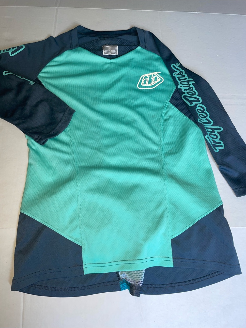 Troy Lee Designs Kids' Teal and Navy Long-Sleeve Rashguard Size S